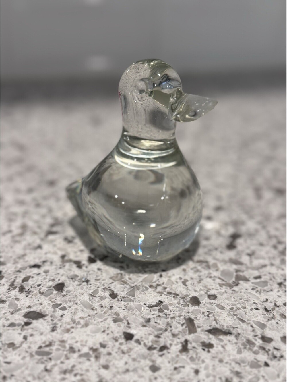 Vintage  Glass Clear  Duck Paper Weight